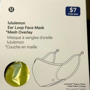 NWT lime green Lululemon Ear Loop Face Mask Mesh Overlay one size NEW IN BOX $14